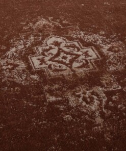 Vintage vloerkleed Nomad - roestbruin - close up materiaal, thumbnail