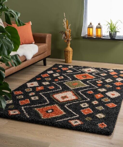 Hoogpolig vloerkleed bohemian Artisan - antraciet/multi - sfeer