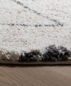 Rond hoogpolig vloerkleed berber Artisan - wit/grijs - close up, thumbnail