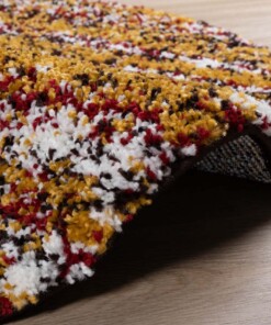 Rond hoogpolig vloerkleed strepen Artisan - multi/okergeel - close up, thumbnail Rond hoogpolig vloerkleed strepen Artisan - multi/okergeel - close up, thumbnail