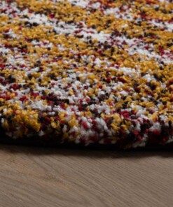 Rond hoogpolig vloerkleed strepen Artisan - multi/okergeel - close up, thumbnail Rond hoogpolig vloerkleed strepen Artisan - multi/okergeel - close up, thumbnail