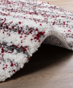 Rond hoogpolig vloerkleed strepen Artisan - grijs/rood - close up, thumbnail Rond hoogpolig vloerkleed strepen Artisan - grijs/rood - close up, thumbnail