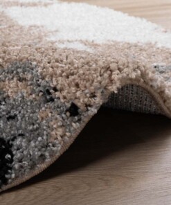 Rond hoogpolig vloerkleed Marble Artisan - beige - close up, thumbnail