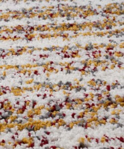 Hoogpolig vloerkleed strepen Artisan - wit/multi - close up materiaal, thumbnail