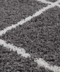 Hoogpolig vloerkleed ruiten Artisan - grijs/wit - close up materiaal, thumbnail Hoogpolig vloerkleed ruiten Artisan - grijs/wit - close up materiaal, thumbnail