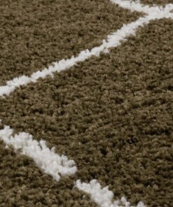 Hoogpolig vloerkleed ruiten Artisan - olijfgroen/wit - close up materiaal, thumbnail Hoogpolig vloerkleed ruiten Artisan - olijfgroen/wit - close up materiaal, thumbnail