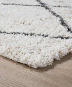 Hoogpolige loper geruit Artisan - wit/grijs - close up hoek, thumbnail Hoogpolige loper geruit Artisan - wit/grijs - close up hoek, thumbnail