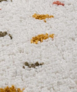 Hoogpolig vloerkleed stippen Artisan - wit/multi - close up, thumbnail