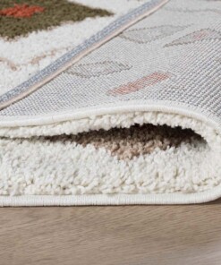 Vierkant hoogpolig vloerkleed bohemian Artisan - wit/multi - close up, thumbnail