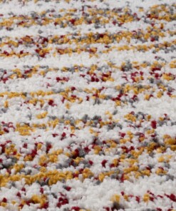 Vierkant hoogpolig vloerkleed strepen Artisan - wit/multi - close up, thumbnail