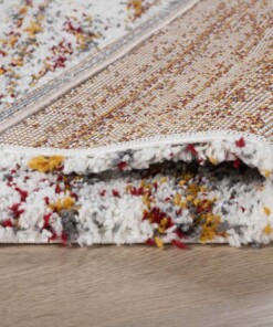 Vierkant hoogpolig vloerkleed strepen Artisan - wit/multi - close up, thumbnail