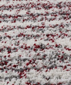 Vierkant hoogpolig vloerkleed strepen Artisan - grijs/rood - close up, thumbnail