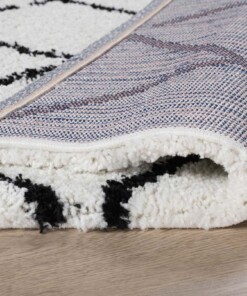 Vierkant hoogpolig vloerkleed ruiten Artisan - wit/zwart - close up, thumbnail