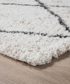 Vierkant hoogpolig vloerkleed geruit Artisan - wit/grijs - close up, thumbnail Vierkant hoogpolig vloerkleed geruit Artisan - wit/grijs - close up, thumbnail