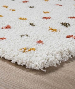 Vierkant hoogpolig vloerkleed stippen Artisan - wit/multi - close up, thumbnail Vierkant hoogpolig vloerkleed stippen Artisan - wit/multi - close up, thumbnail