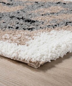 Vierkant hoogpolig vloerkleed Marble Artisan - beige - close up, thumbnail