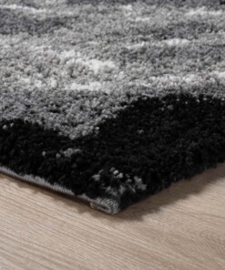 Vierkant hoogpolig vloerkleed Marble Artisan - grijs - close up, thumbnail