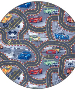 Rond speelkleed Racetrack - grijs/multi - overzicht boven