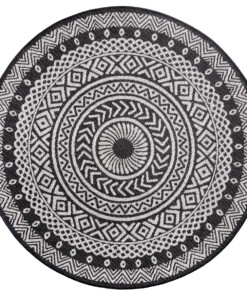 Rond buitenkleed geometrisch - Giro zwart/crème - overzicht boven, thumbnail