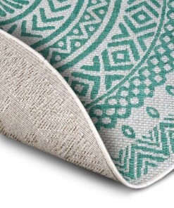 Rond buitenkleed geometrisch - Giro groen/crème - close up, thumbnail