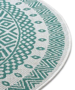 Rond buitenkleed geometrisch - Giro groen/crème - close up, thumbnail