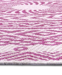 Rond buitenkleed geometrisch - Giro roze/crème - close up, thumbnail