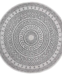 Rond buitenkleed geometrisch - Giro grijs/crème - overzicht boven, thumbnail