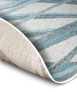 Rond buitenkleed palm - Palm turquoise/crème - close up, thumbnail Rond buitenkleed palm - Palm turquoise/crème - close up, thumbnail