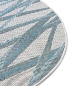 Rond buitenkleed palm - Palm turquoise/crème - close up, thumbnail Rond buitenkleed palm - Palm turquoise/crème - close up, thumbnail