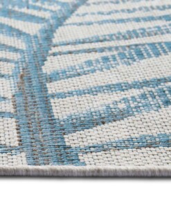 Rond buitenkleed palm - Palm turquoise/crème - close up, thumbnail Rond buitenkleed palm - Palm turquoise/crème - close up, thumbnail