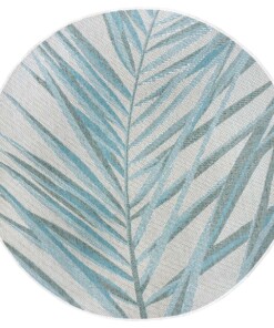 Rond buitenkleed palm - Palm turquoise/crème - overzicht boven, thumbnail Rond buitenkleed palm - Palm turquoise/crème - overzicht boven, thumbnail