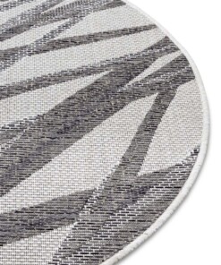 Rond buitenkleed palm - Palm grijs/crème - close up, thumbnail Rond buitenkleed palm - Palm grijs/crème - close up, thumbnail