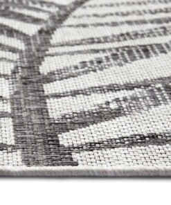 Rond buitenkleed palm - Palm grijs/crème - close up, thumbnail Rond buitenkleed palm - Palm grijs/crème - close up, thumbnail