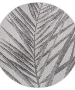 Rond buitenkleed palm - Palm grijs/crème - overzicht boven