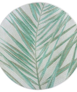 Rond buitenkleed palm - Palm groen/crème - overzicht boven