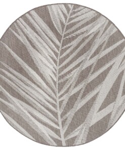 Rond buitenkleed palm - Palm taupe/crème - overzicht boven