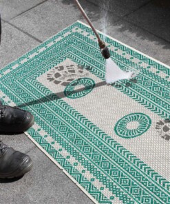 Balkonkleed - Elegant groen/crème - close up, thumbnail Balkonkleed - Elegant groen/crème - close up, thumbnail