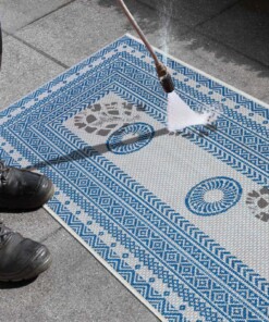 Balkonkleed - Elegant turquoise/crème - close up, thumbnail Balkonkleed - Elegant turquoise/crème - close up, thumbnail