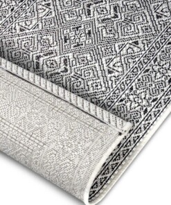 Balkonkleed geometrisch - Cuadrado zwart/crème - close up, thumbnail Balkonkleed geometrisch - Cuadrado zwart/crème - close up, thumbnail