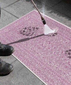 Balkonkleed geometrisch - Cuadrado roze/crème - close up, thumbnail Balkonkleed geometrisch - Cuadrado roze/crème - close up, thumbnail