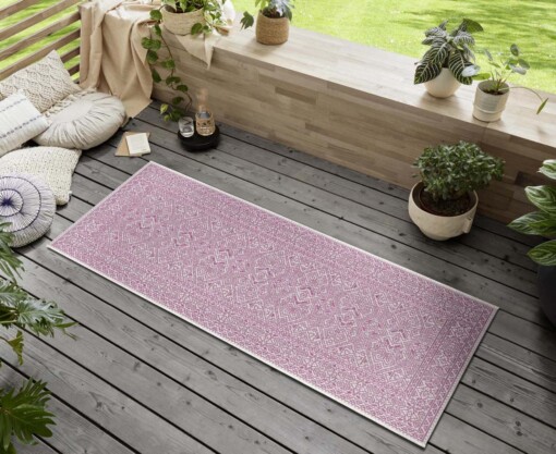 Balkonkleed geometrisch - Cuadrado roze/crème - sfeer