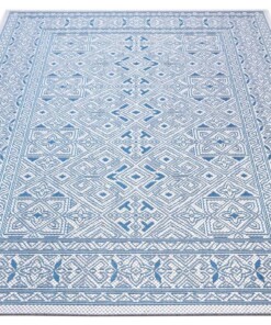 Buitenkleed geometrisch - Cuadrado blauw/crème - overzicht schuin, thumbnail Buitenkleed geometrisch - Cuadrado blauw/crème - overzicht schuin, thumbnail