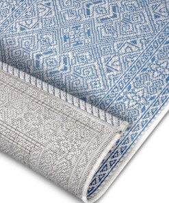 Balkonkleed geometrisch - Cuadrado blauw/crème - close up, thumbnail Balkonkleed geometrisch - Cuadrado blauw/crème - close up, thumbnail