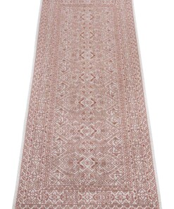 Balkonkleed geometrisch - Cuadrado terracotta/crème - overzicht schuin, thumbnail