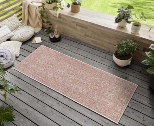 Balkonkleed geometrisch - Cuadrado terracotta/crème - sfeer