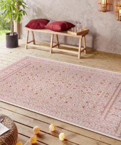 Buitenkleed geometrisch - Cuadrado terracotta/crème - sfeer