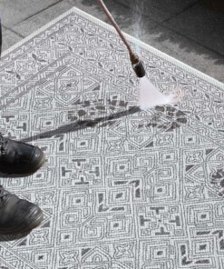 Buitenkleed geometrisch - Cuadrado grijs/crème - close up, thumbnail Buitenkleed geometrisch - Cuadrado grijs/crème - close up, thumbnail