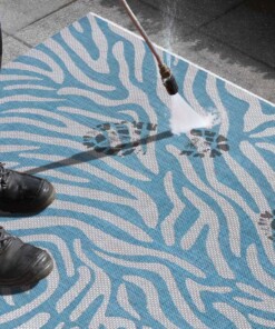 Buitenkleed zebra - Cebra lichtblauw/crème - close up, thumbnail