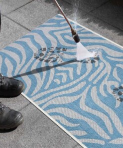 Balkonkleed zebra - Cebra lichtblauw/crème - close up, thumbnail