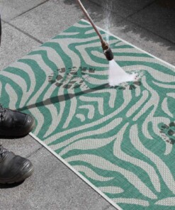 Balkonkleed zebra - Cebra groen/crème - close up, thumbnail Balkonkleed zebra - Cebra groen/crème - close up, thumbnail